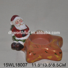 2016 best selling ceramic candle holder of christmas santa decoration